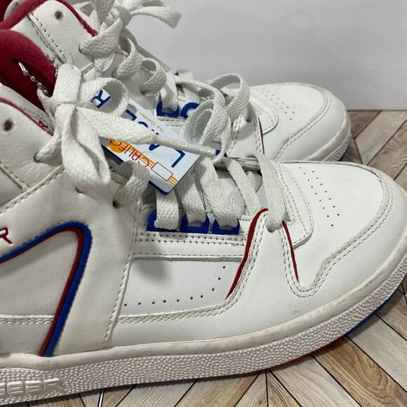 L.A Gear Skechers High-Top White Leather Sneakers With Red Blue Accents Size 6.5 - Picture 4 of 13